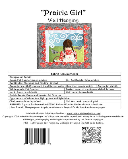 Prairie Girl wall hanging pattern