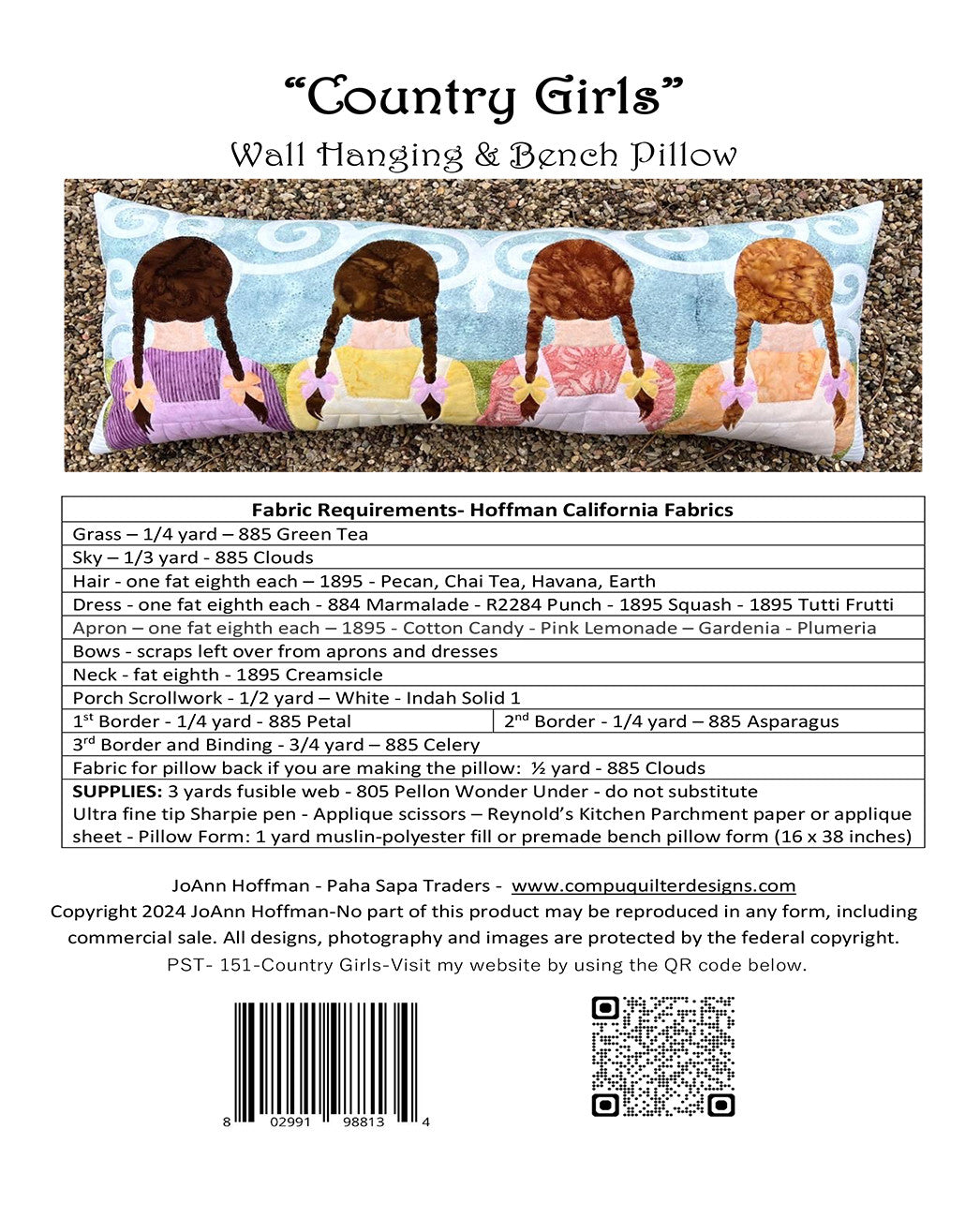 Country Girls wall hanging and bench pillow