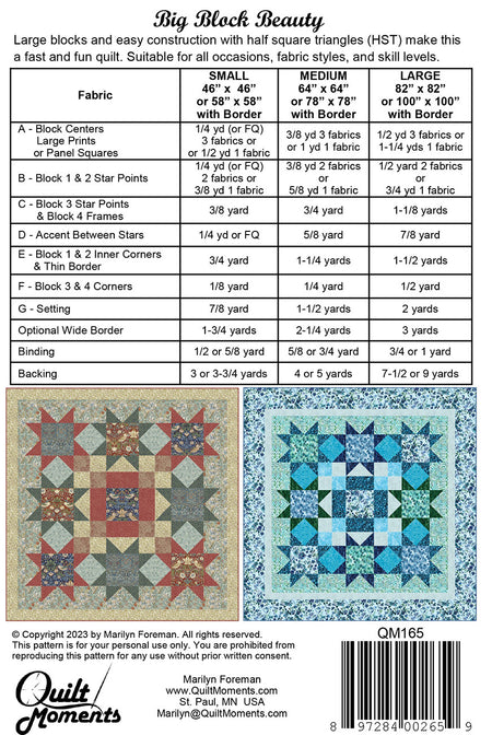 Big Block Beauty Pattern