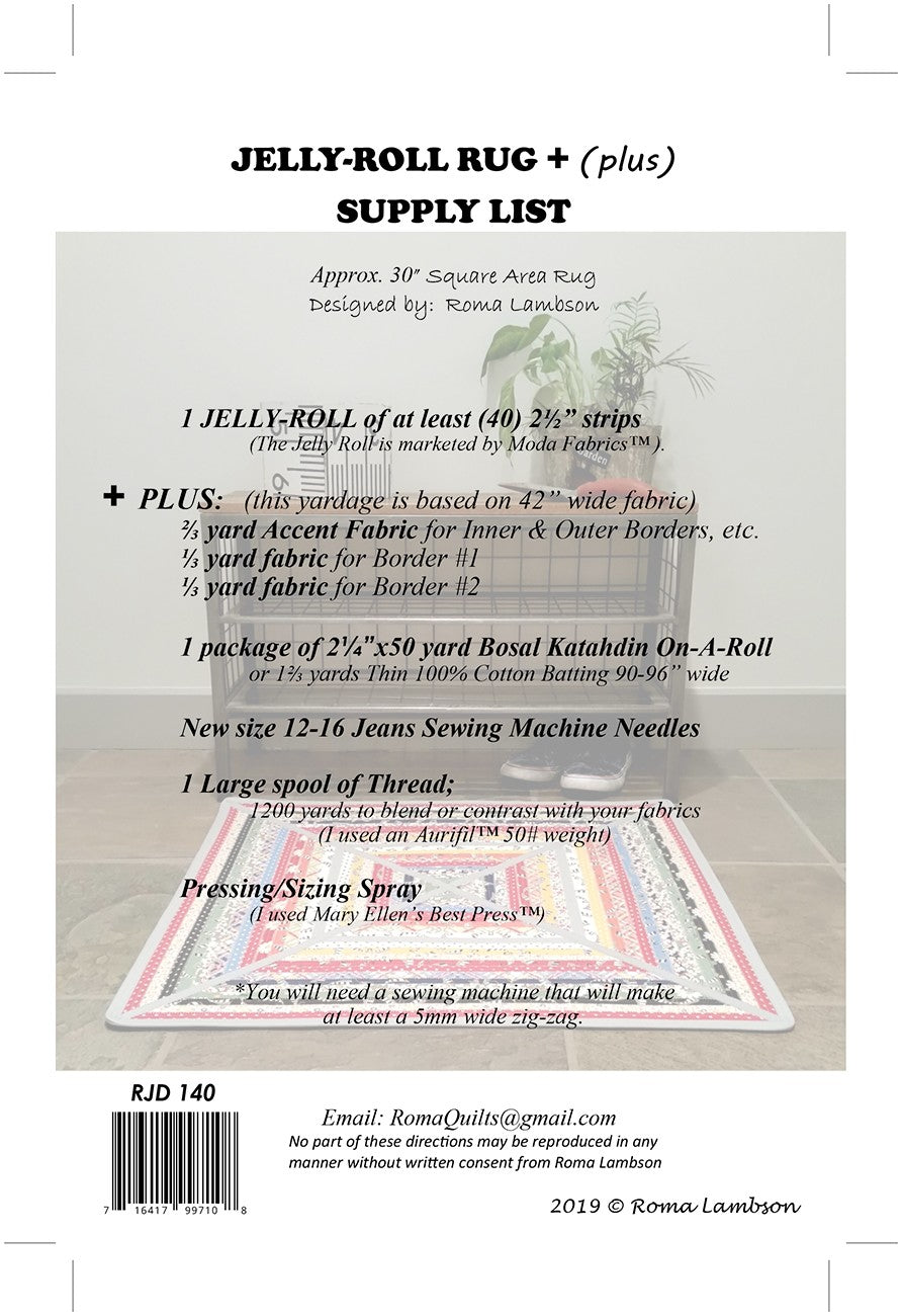 Jelly Roll Rug Plus Pattern