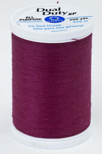 Coats and Clark XP Dual Duty Polyester Thread 250yd Red Plum #3090