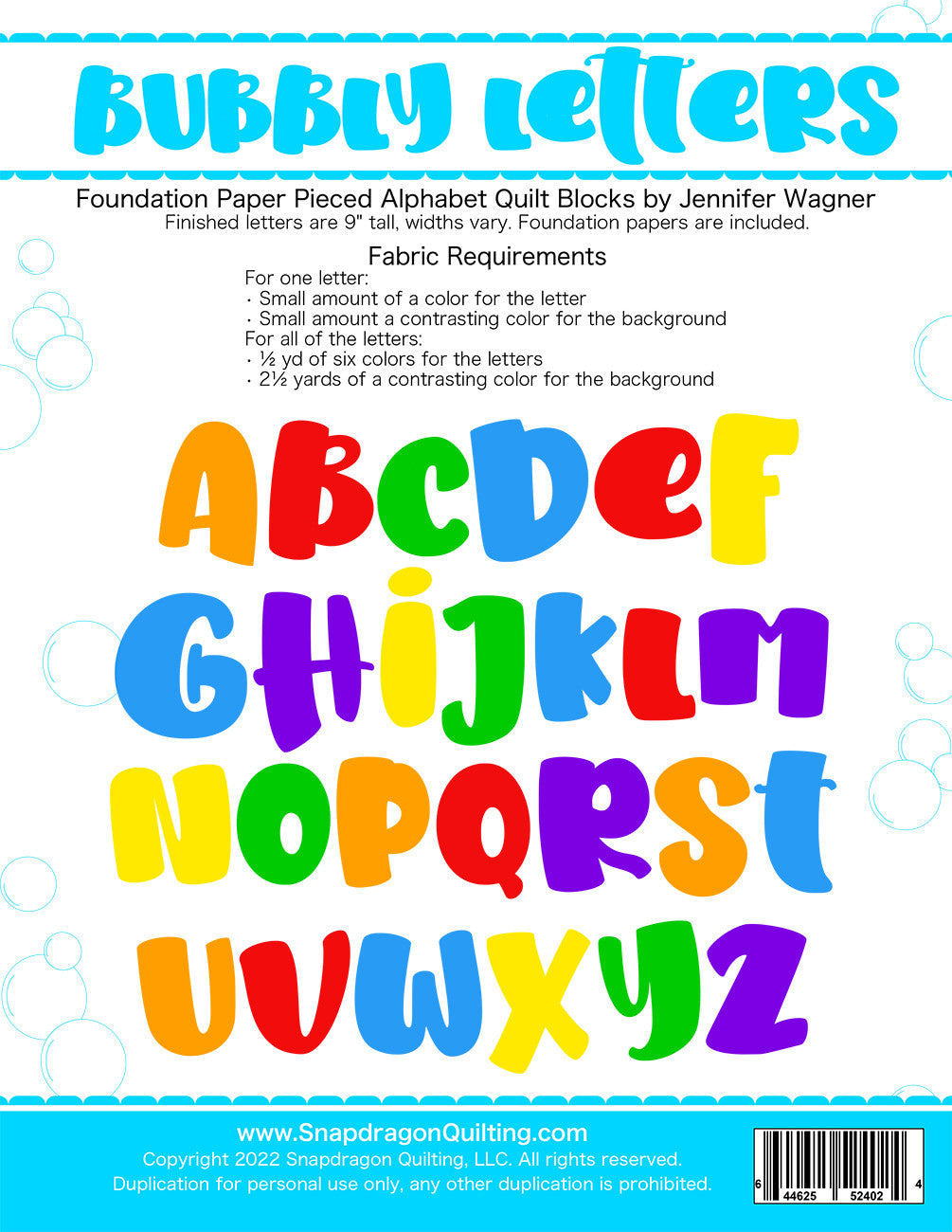 Bubbly Letters Quilt Block Pattern