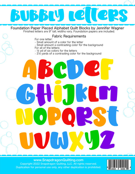 Bubbly Letters Quilt Block Pattern