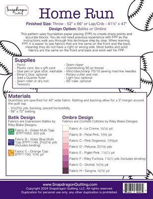 Home Run Quilt Pattern