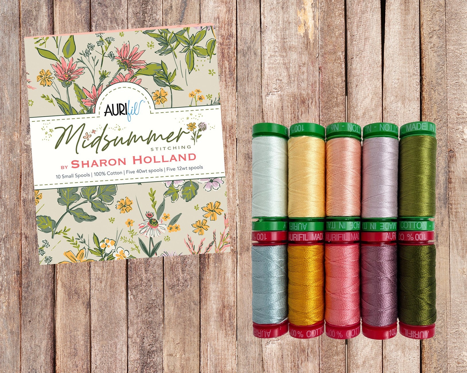 Midsummer Stitching by Sharon Holland — Aurifil Thread Set, 10 Spools