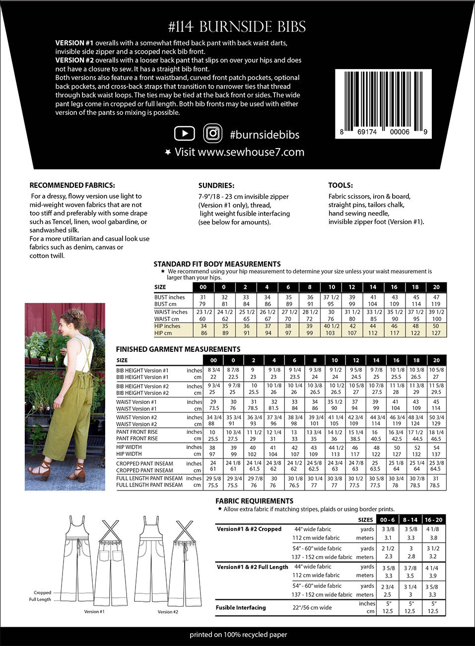 Burnside Bibs Sizes 00-20