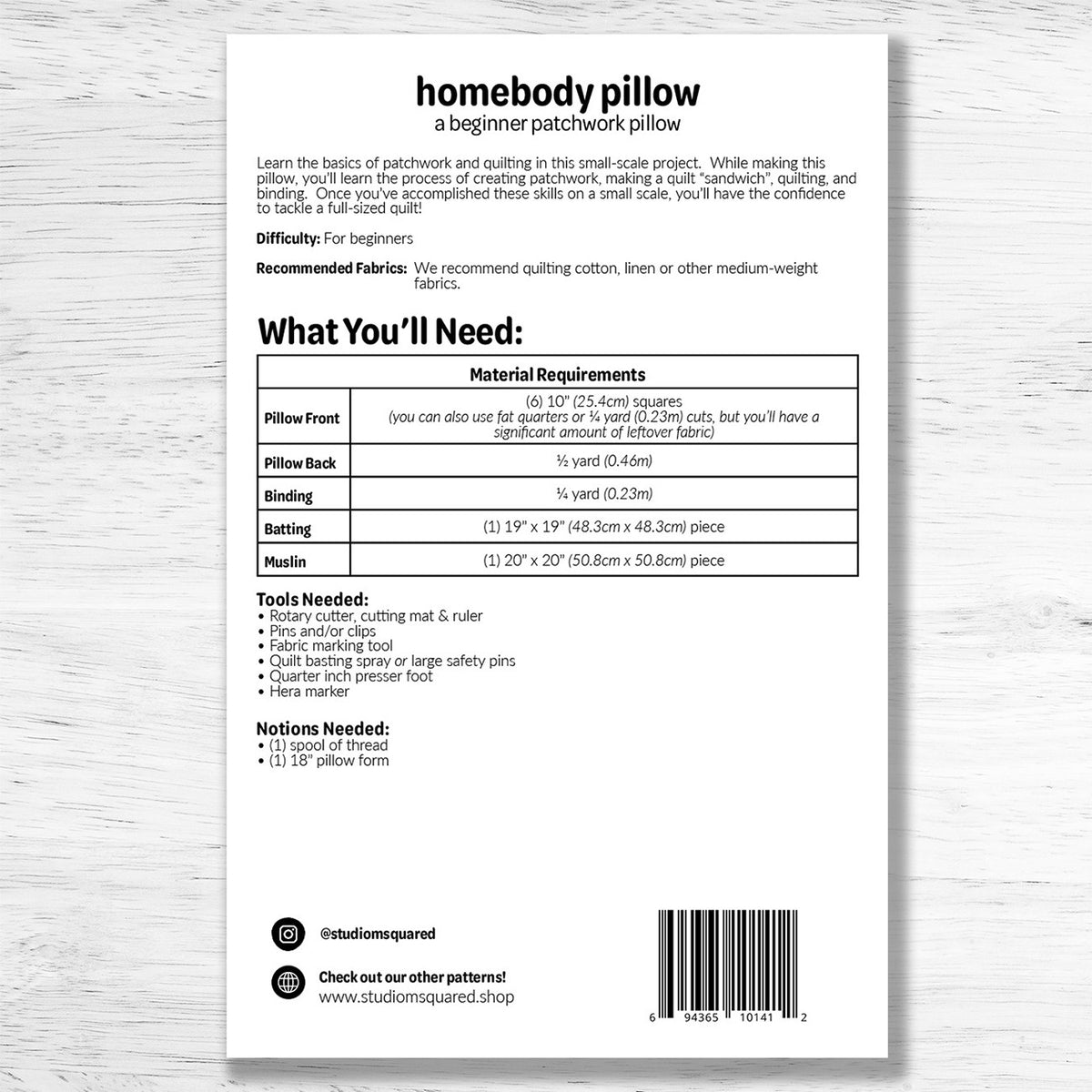 Homebody Pillow Pattern