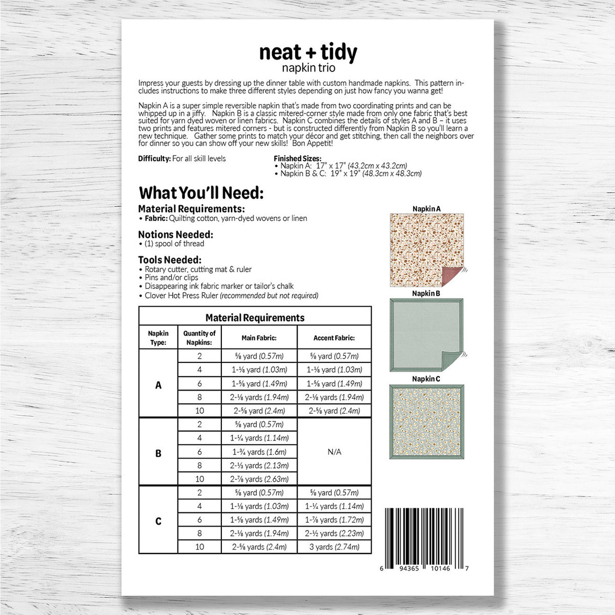 Neat + Tidy Napkin Trio Pattern