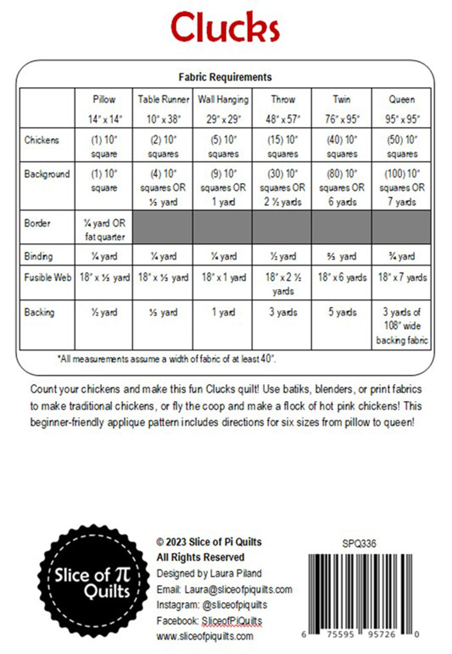 Clucks Quilt Pattern