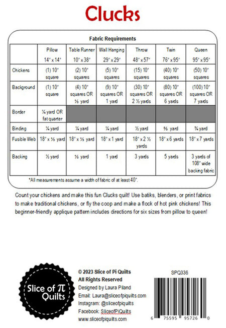 Clucks Quilt Pattern