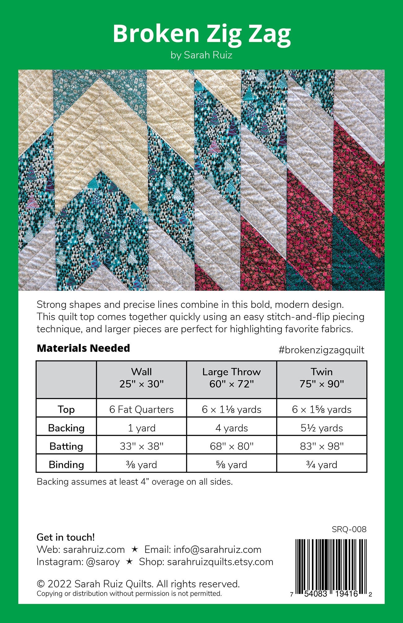Broken Zig Zag Quilt Pattern