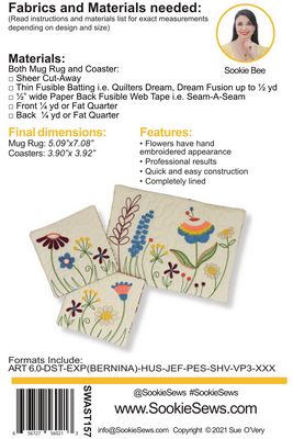 Garden Flower Mug Rug and Coaster Set ITH