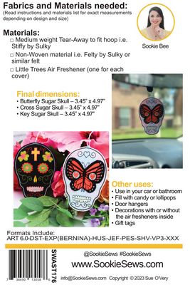 Sugar Skulls Air Freshener Cover In-the-Hoop