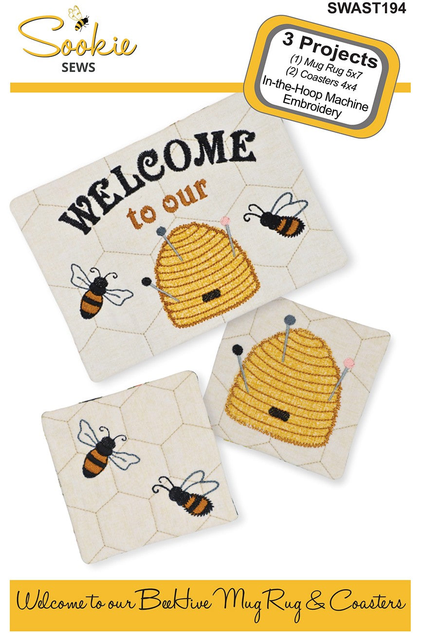 Welcome to our BeeHive Mug Rug & Coaster Set In-th