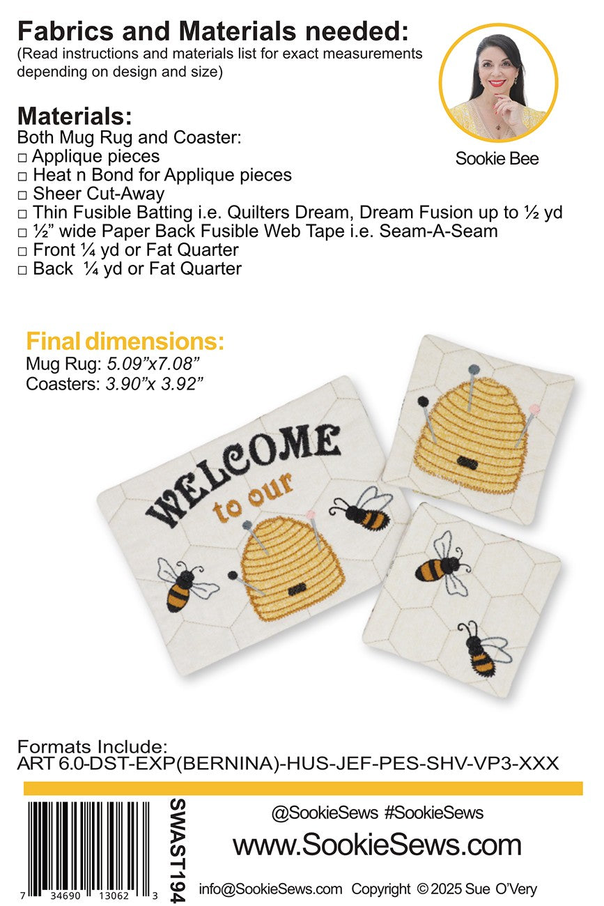 Welcome to our BeeHive Mug Rug & Coaster Set In-th