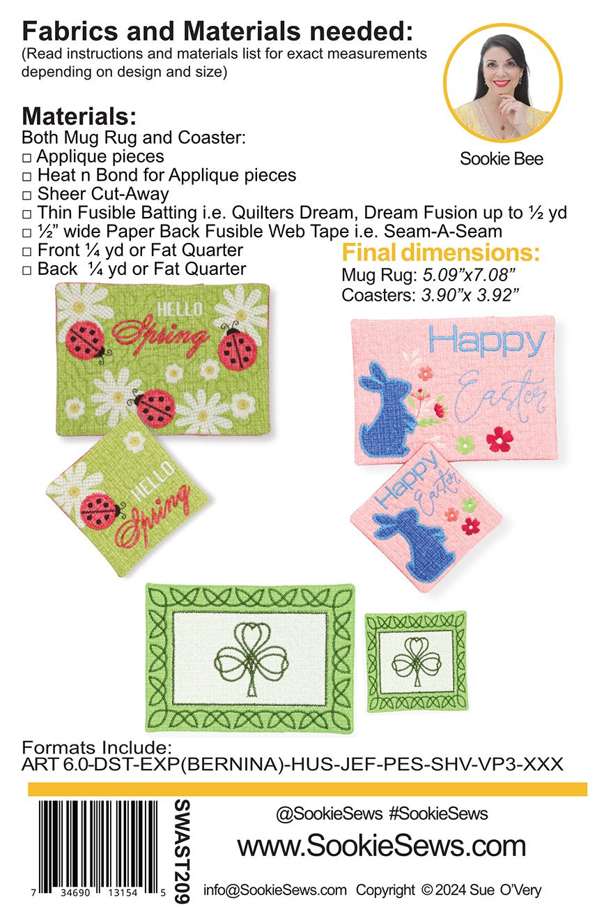 Spring Mug Rug & Coaster Set In-the-Hoop