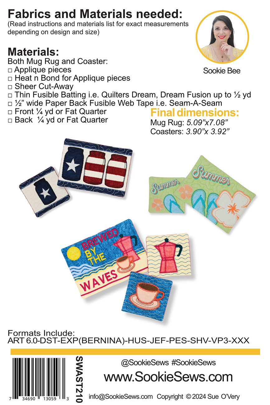 Summer Mug Rug & Coaster Set In-the-Hoop