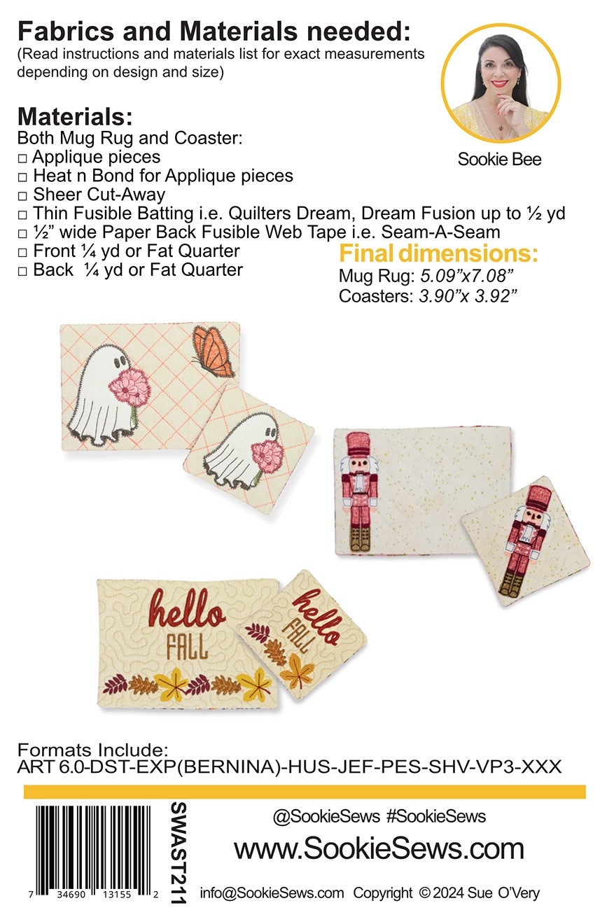 Fall Mug Rug & Coaster Set In-the-Hoop