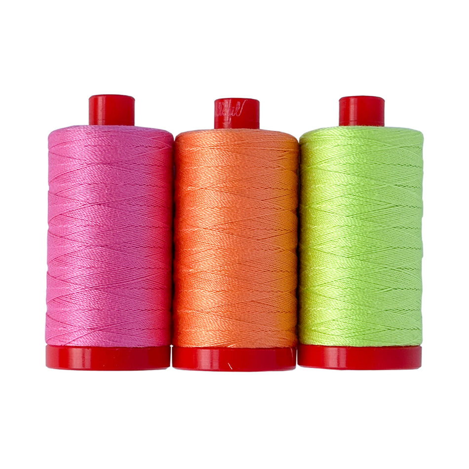 12wt Neon by Tula Pink — Aurifil 12wt Thread Set, 3 Spools