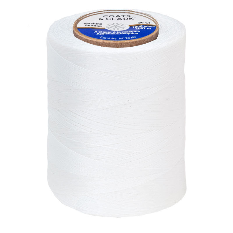 Coats Machine Thread 001 White - Coats and Clark 30wt Cotton Machine Quilting – Red Rock Threads