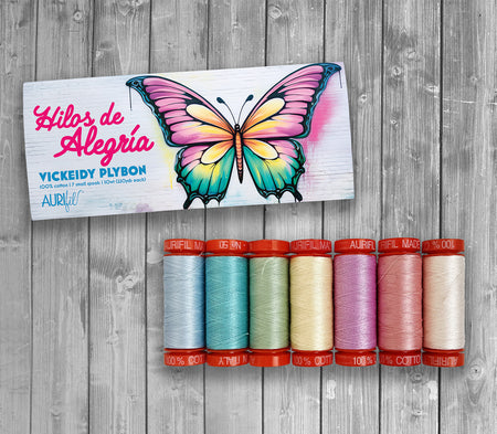 Hilos de Alegría by Vickeidy Plybon — Aurifil 50wt Thread Set, 7 Spools