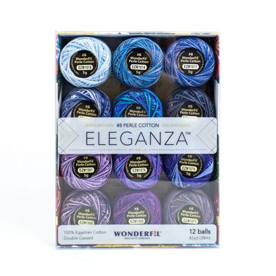 WonderFil Eleganza 8wt variegated perle cotton 12-ball pack, Celestial colorway