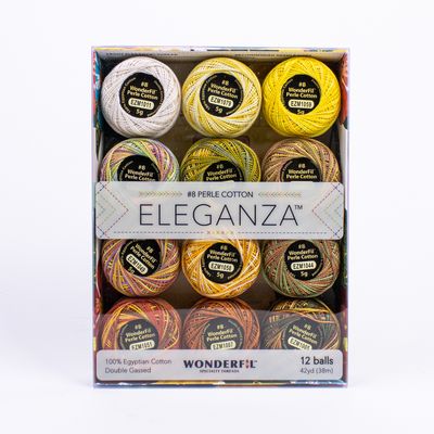 WonderFil Eleganza 8wt variegated perle cotton 12-ball pack, Canyon colorway
