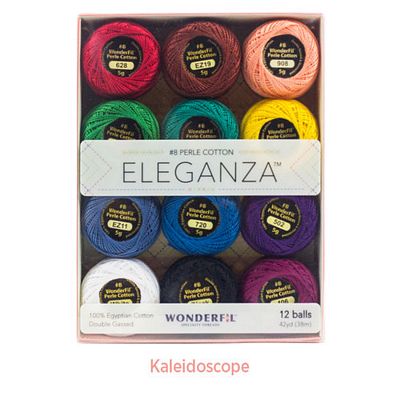 WonderFil Eleganza 8wt perle cotton 12-ball pack, Kaleidoscope colorway