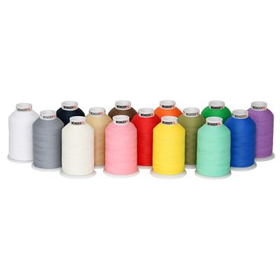 Wonderfil PolyMatte 40wt 5000yd cone set, 15 primary colors