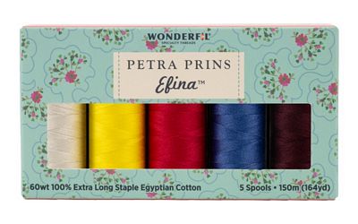 Wonderfil Petra Prins Efina 60wt cotton thread pack, Dutch Heritage 1 collection, 5 spools