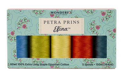 Wonderfil Petra Prins Efina 60wt cotton thread pack, Dutch Heritage 2 collection, 5 spools