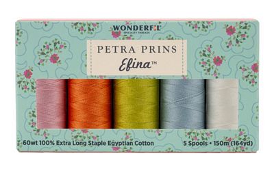 Wonderfil Petra Prins Efina 60wt cotton thread pack, Durham collection, 5 spools