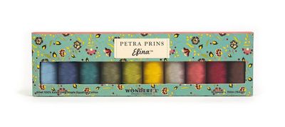Wonderfil Petra Prins Efina 60wt cotton thread pack, Painted Garden collection, 10 spools