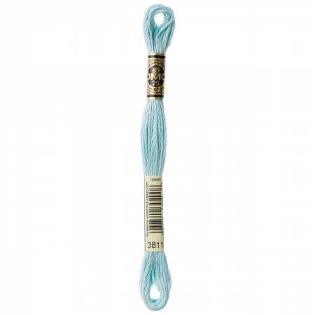 DMC 6 Strand Size 25 Floss #3811 Very Light Turquoise