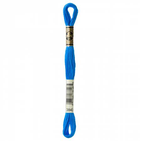 DMC 6 Strand Size 25 Floss #3843 Electric Blue