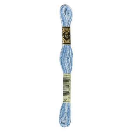 DMC 6 Strand Size 25 Variegated Floss #0067 Baby Blue