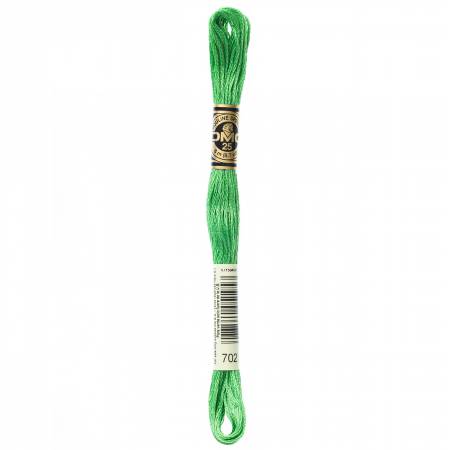 DMC 6 Strand Size 25 Floss #0702 Kelly Green