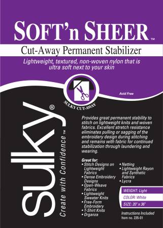 Sulky Cut Away Soft N Sheer White Stabilizer