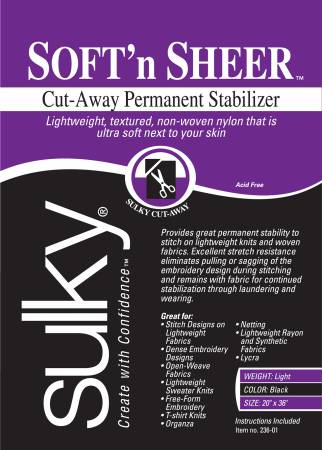 Sulky Cut Away Soft N Sheer Black Stabilizer