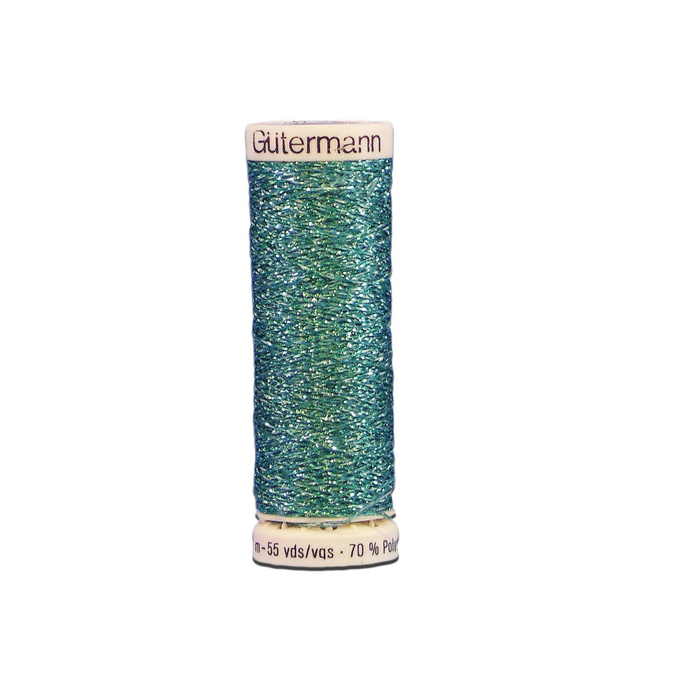 Gutermann Metallic Sparkle Thread 235 Aqua 50m