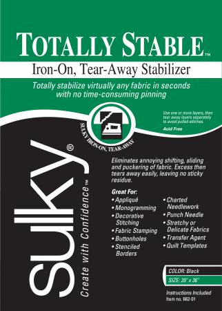 Sulky Totally Stable Iron-on Tear-Away Black Stabilizer