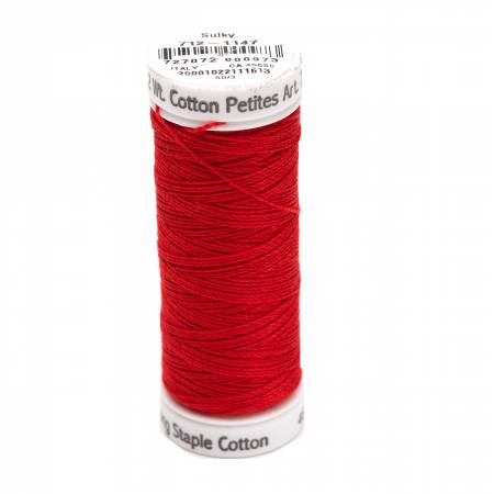 Sulky Cotton 12wt Petites 1147 Xmas Red  50yd Snap End Spool