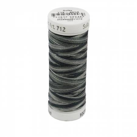 Sulky Cotton 12wt Petites 4034 Soft Blacks  50yd Snap End Spool