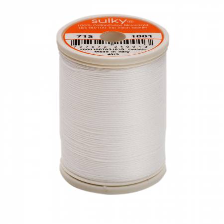 Sulky Cotton 12wt Thread  Bright White  330yd Spool
