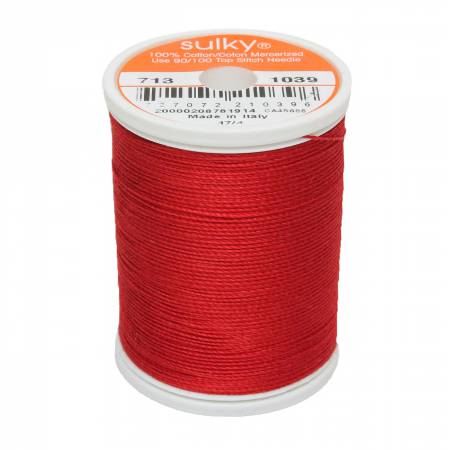 Sulky Cotton 12wt Thread 1039 True Red  330yd Spool