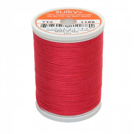 Sulky Cotton 12wt Thread 1188 Red Geranium  330yd Spool
