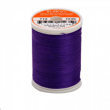 Sulky Cotton 12wt Thread 1235 Deep Purple  330yd Spool