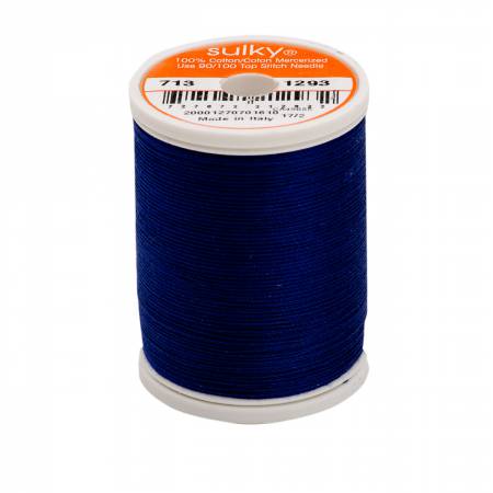 Sulky Cotton 12wt Thread 1293 Deep Nassau Blue  330yd Spool