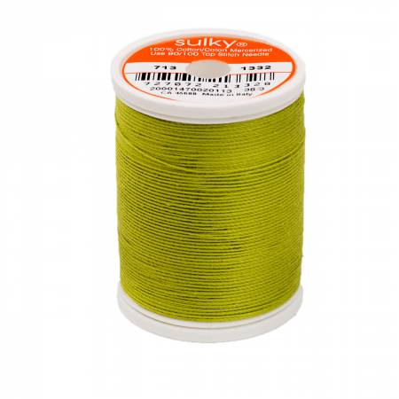 Sulky Cotton 12wt Thread 1332 Deep Chartreuse  330yd Spool