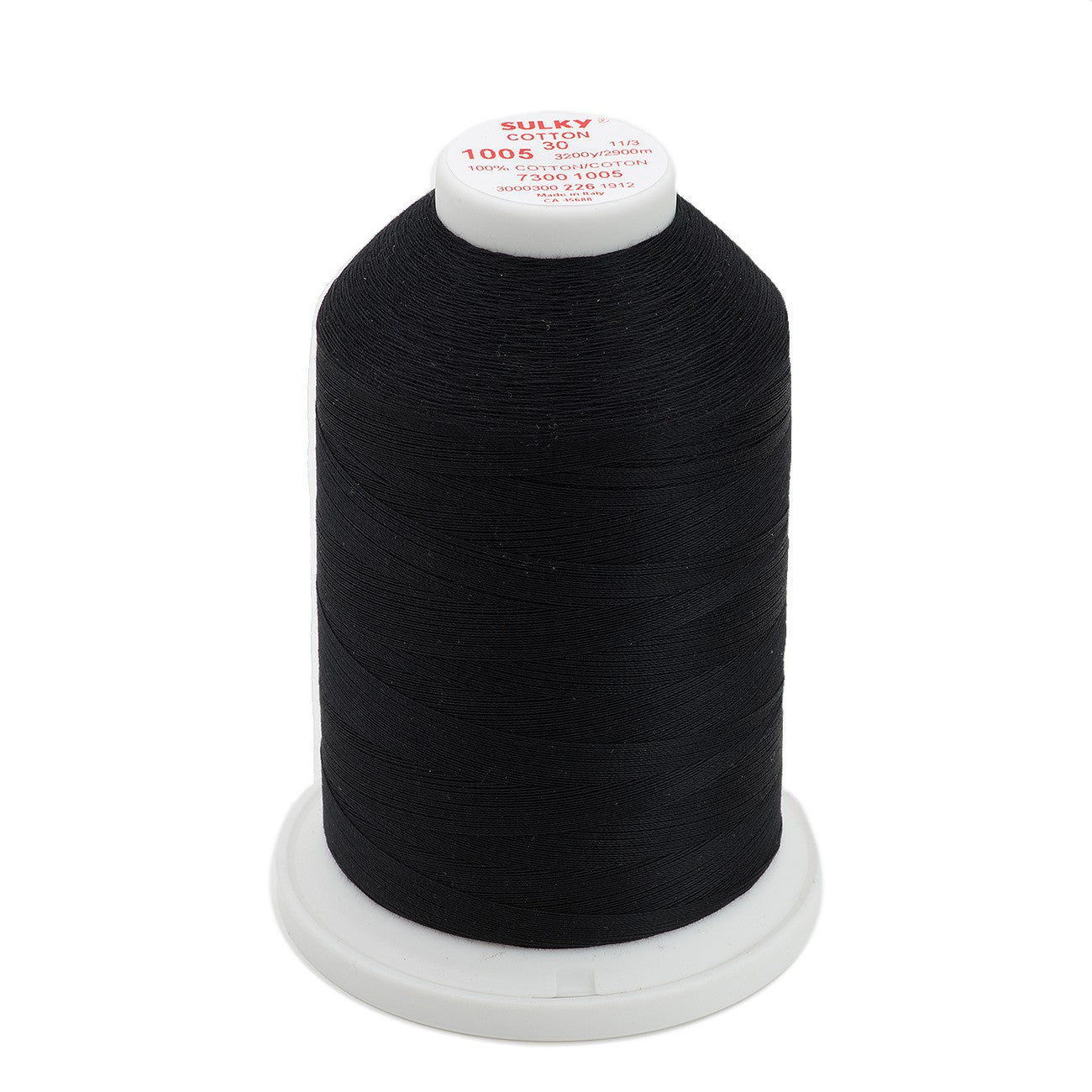 Sulky 30wt Cotton Thread - 500yd Spool - Black #1005 – Red Rock Threads